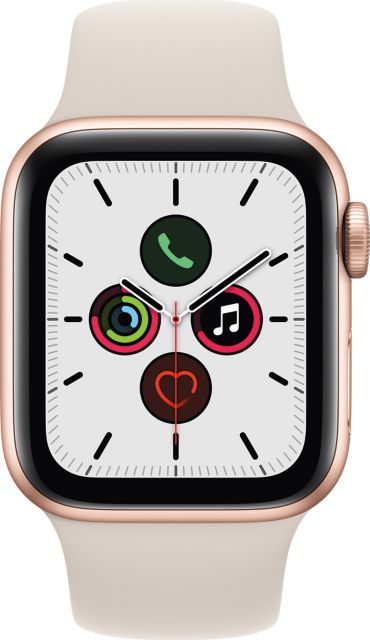 Apple Watch SE GPS, 44mm Gold Aluminum Case with Starlight Sport Band - Regular - ONLINE ONLY