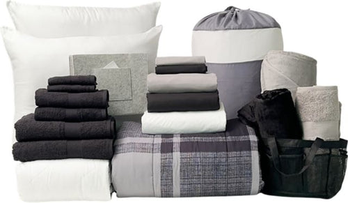 Deluxe 23pc Twin XL Bundle in Black Plaid - SHIPS 8/1 FOR IN-STORE PICKUP ON FALL MOVE-IN WEEKEND.